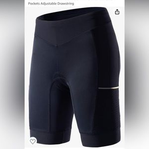 Womens Triathlon Shorts 8” Inseam Shorts with Side Pockets Adjustable Drawstring